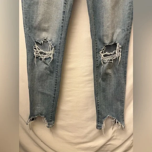 L'AGENCE High Line High Rise Skinny Distressed Frayed raw-cut cuffs Jeans 25 - Picture 6 of 11